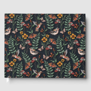 Livre D'or Oiseaux du jardin foncé et papillons