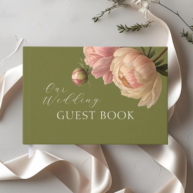 Livre D'or Olive Green | Mariage Rose chic Blush (Créateur téléchargé)