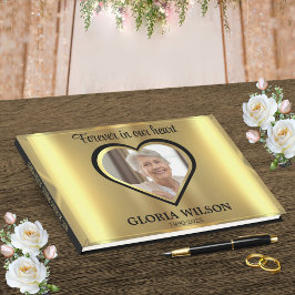Livre D'or Or Bevellé Pour Toujours Dans Notre Coeur Funérail