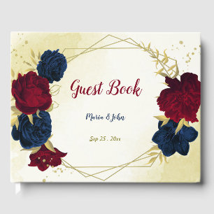 Livre D'or or floral rouge marine