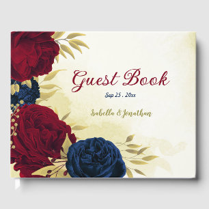 Livre D'or or floral rouge marine