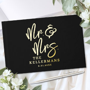 Livre D'or Or personnalisé mariage noir doré