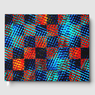 Livre D'or Orange plaid presque rouge, bleu et faux sale