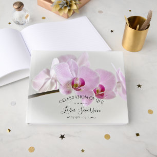 Livre D'or Orchidées roses sur la pierre Célébration de la vi