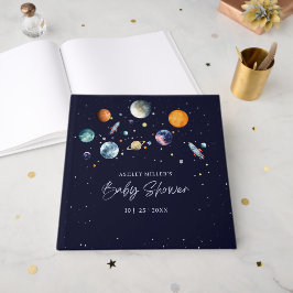 Livre D'or Over The Moon Boy Baby Shower Party Space Galaxy
