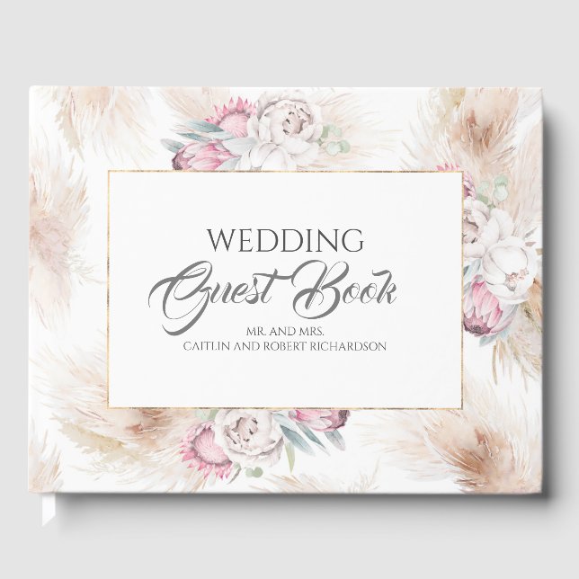 Livre D'or Pampas Grass King Protea Floral Mariage (Recto)