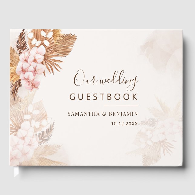 Livre D'or Pampas Grass Terracotta rose Mariage Floral (Recto)