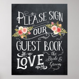 livre d'or pancarte mariage typographie floral