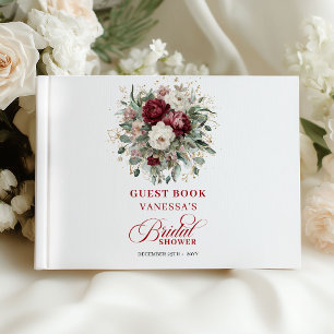 Livre D'or Panneau de bienvenue de mariage floral de Bourgogn
