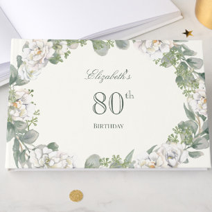 Livre D'or Panneau de bienvenue pour les 80 ans avec motif fl