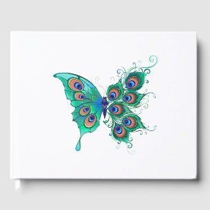 Livre D'or Papillon aux plumes de paon vert