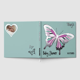 Livre D'or Papillon Douce Palette Baby Shower Feuille d'Argen