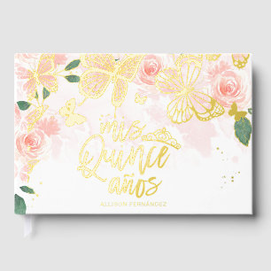 Livre d'or Papillon Floral pour Quinceanera
