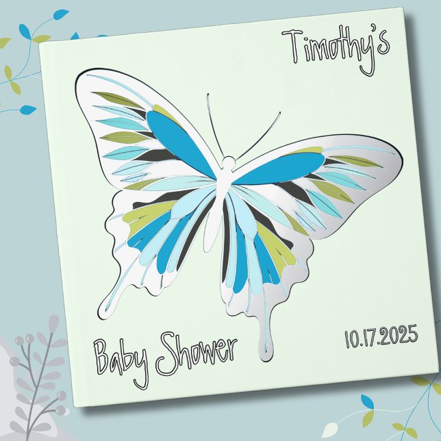 Livre D'or Papillon Palette sucrée Baby shower feuille argent (Créateur téléchargé)