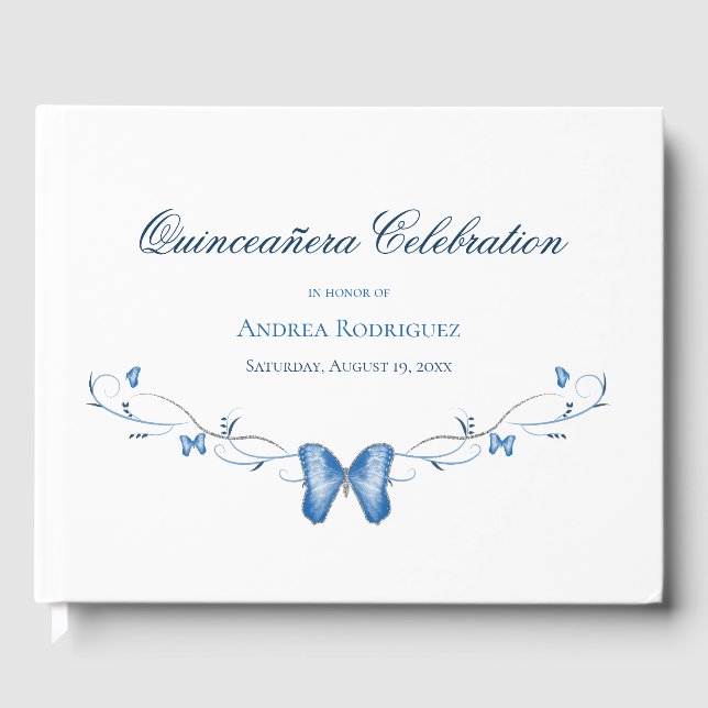 Livre D'or Papillons bleus et perruques Quinceañera (Recto)