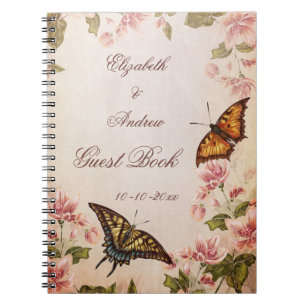 Livre d'or Papillons & Fleur de cerisier vintage