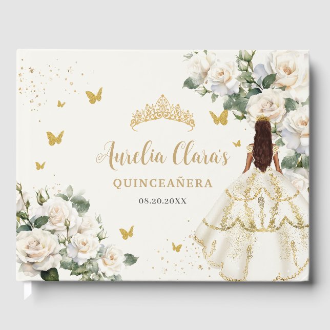 Livre D'or Papillons floraux de Champagne Quinceañera (Recto)