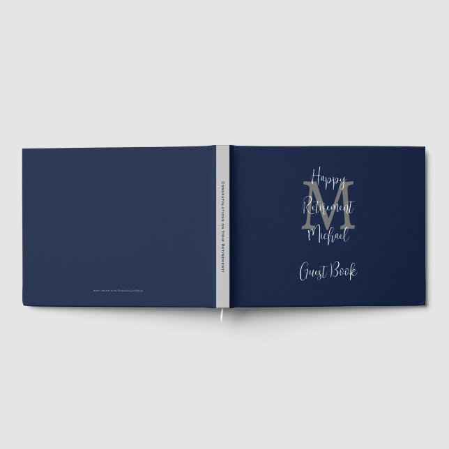 Livre D'or Parti de retraite Monogramme bleu gris blanc Conne (Complet)