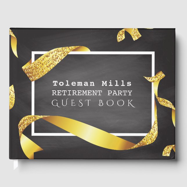 Livre D'or Partie de retraite | Rubans or Chalkboard (Recto)