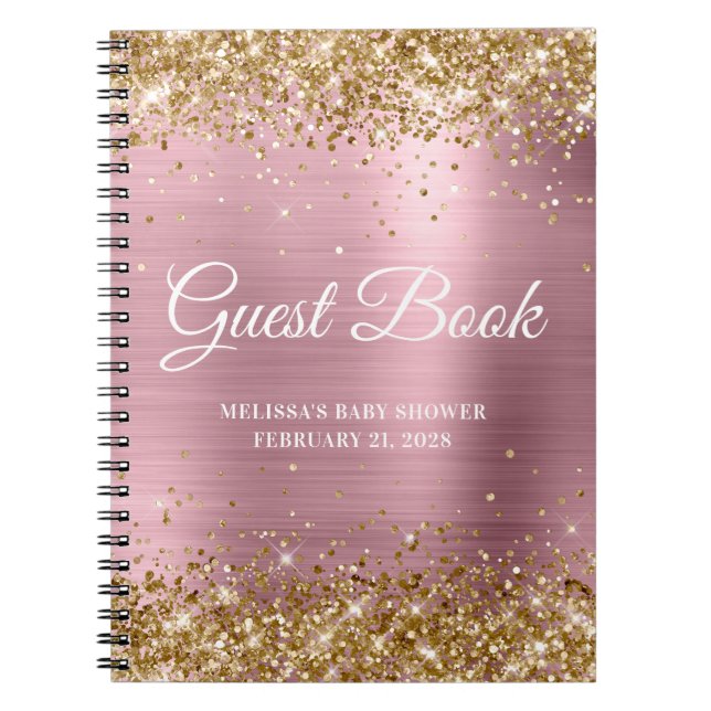 Livre d'or Parties scintillant Baby shower rose cl (Devant)