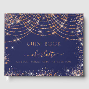 Livre D'or Parties scintillant d'or rose bleu marine 2025