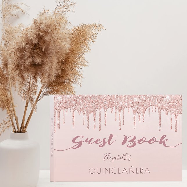 Livre D'or parties scintillant en or rose goutte glam Quincea (Créateur téléchargé)