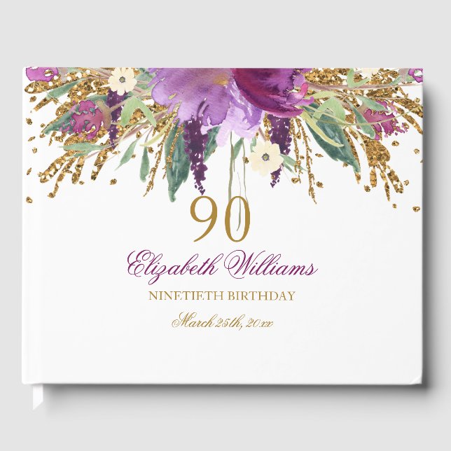Livre D'or Parties scintillant florale Étincelant Améthyste 9 (Recto)