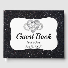 Livre D'or Parties scintillant noire Infinity Heart Guestbook