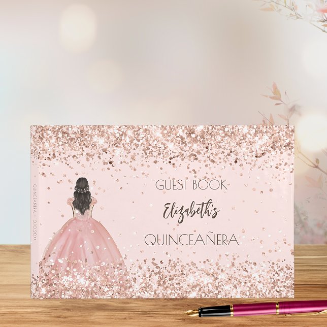 Livre D'or Parties scintillant robe rose d'or Quinceanera (Créateur téléchargé)