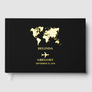 Livre D'or Passeport de mariage de destination Monde Noir Or