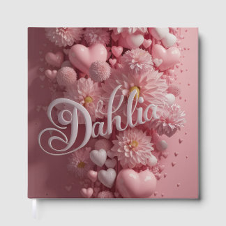 Livre D'or Pastel Dahlia Bloom Wall Art with Hearts