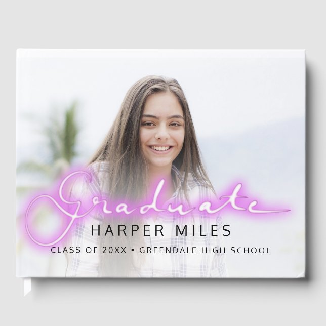 Livre D'or Pastel neon 80s script graduation photo (Recto)
