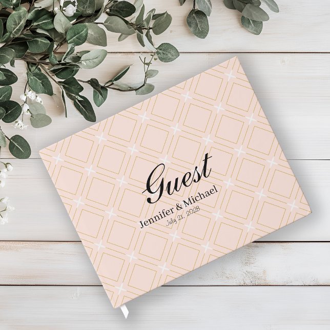 Livre D'or Pastel Peach et Gold Géométrique (Créateur téléchargé)