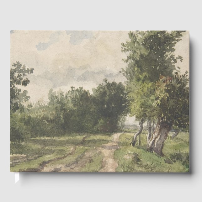 Livre D'or Paysage aquarelle du chemin - Troyon constant (Recto)
