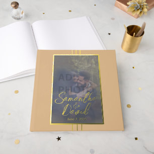 Livre D'or Peachy moderne Beige Photo Mariage Foil Guest Book