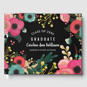 Livre D'or Peinture florale moderne aquarelle Graduation