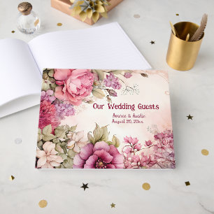 Livre D'or Peonies roses Asters Mariage Floral