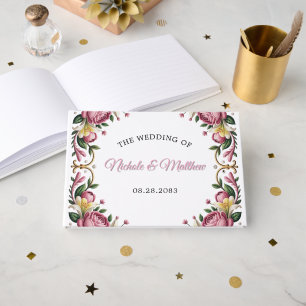 Livre D'or Peonies roses Rococo Mariage cadre