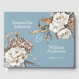 Livre D'or Peony et Hydrangea Mariage bleu Poudre