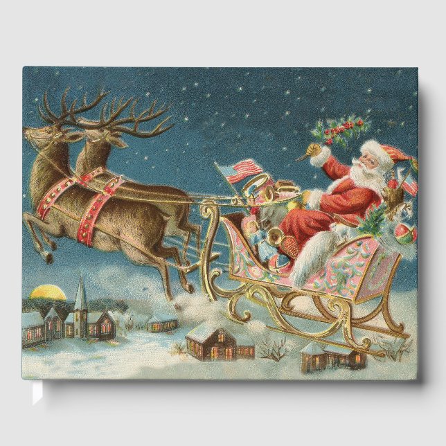 Livre D'or Père Noël Antique Sleigh Reindeer (Recto)