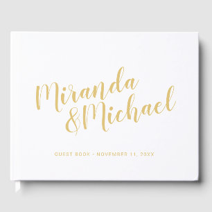 Livre D'or Personnalisé Elegant Mariage blanc et or
