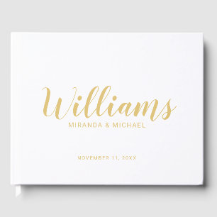 Livre D'or Personnalisé Elegant Mariage blanc et or