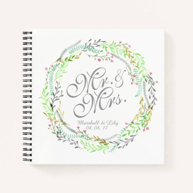 Livre d'or personnalisé Mariage Floral (Devant)