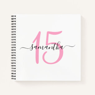 Livre d'or personnalisé rose 15e anniversaire