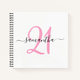Livre d'or personnalisé rose 21e anniversaire