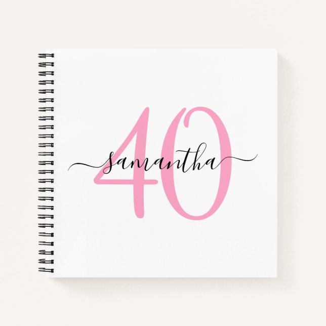 Livre d'or personnalisé rose 40e anniversaire (Devant)