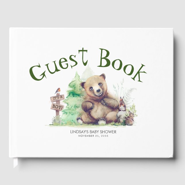 Livre D'or Petit Baby shower mignon d'ours (Recto)