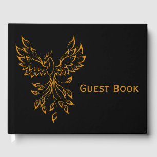 Livre D'or Phoenix de cuivre se lève sur noir