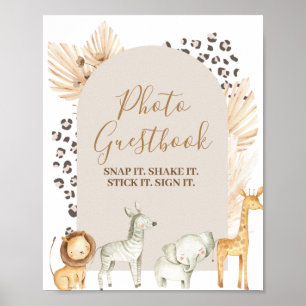 Livre d'or photo aquarelle d'animaux de safari boh
