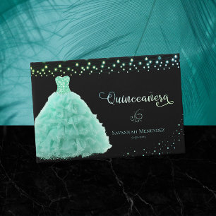 Livre D'or Photo Black Quinceanera Mint Green Gown